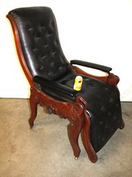Antique Walnut Reclining Upholstered Dental Chair On Wheels, 28x36x47'H   (286)