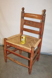 Primitive Antique  Ladderback Chair W/Unique Woven Rush Seat  (288)