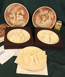 5 3D Collector Plates - Ivory Alabaster & Incolay Stone   (288)
