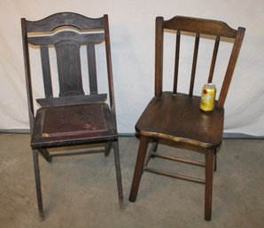 2  Antique Chairs - 1 Folding & 1 Side Chair  (289)