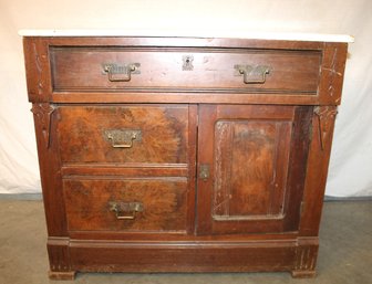 Black Walnut, Eastlake, Marble Top Commode, Ca.1865, Original Hardware, 32x17x28'H  (290)