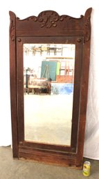 Antique Oak Carved Framed  Swiveling  Beveled Glass  Mirror , 27x55'H (291)