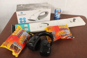 Steamfast Garment Steamer, Reacher/grabber, 48 Handwarmers, Lightweight Sound Deadening Headphones  (295)