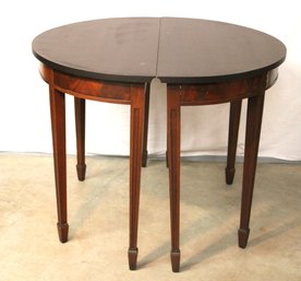2 Half Round Vinyl Top Tables, 42x20x30'H Each , Joinable To Create A    Dia  (296)