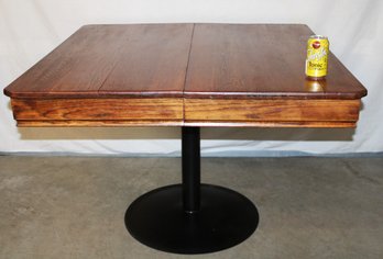 Antique Square Oak Dining Table Top On Metal Base,(Does Not Open), 42x42x29'H   (298)