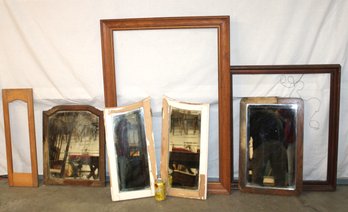7 Frames - 3 W/beveled Mirrors, 1 Mirror, Lg Frames 29x41' & 25x30'  (299)