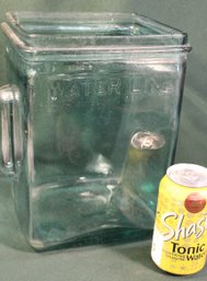 Antique Glass Battery Acid Jar, 7.5x6.5x10.5H   (29)