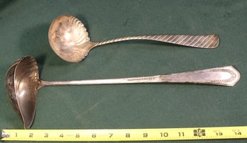 Lovely Victorian Rogers & Alpaca Silverplate Ladles, 14 & 11'   (2)