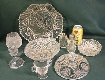 Assorted Vintage Clear Pressed Glass Lot   (302)