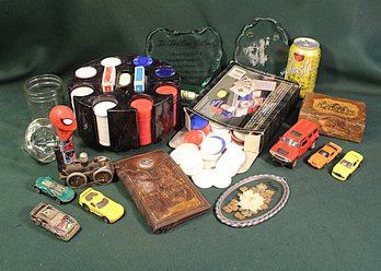 Vintage Poker Chips In Carousel , Hot Wheels, Matchbox, Leather Wallet, More  (303)