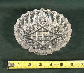 Beautiful Antique Clear Cut Lead Crystal Glass Signed Libby Bowl,  6'D   (304)