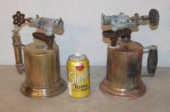 2 Antique Brass Blow Torches   (308)