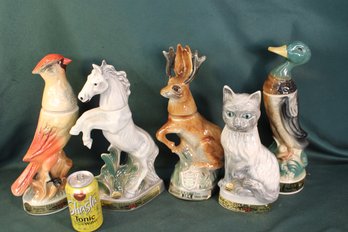 Vintage 5 Collectable Beam Bottles - Assorted Animal Figuurines   (309)