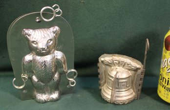 Antique  Bear & Bell Metal Chocolate Molds, 3' & 6'H (30)