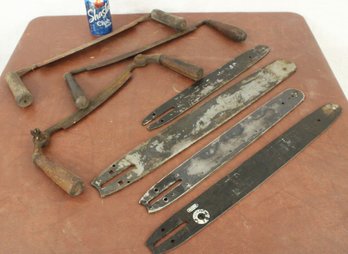 3 Draw Knives, 4 Chain Saw Bars, ( Craftsman, 2@ Oregon, 1 Unmarked)  20,18,22.5, & 16.5'  (314)