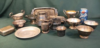 Silver Plate Creamer, Butter, Sugar Bowls, Soap Dish, More    (317)