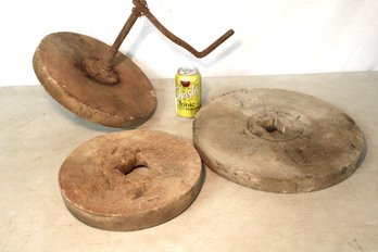 3 Antique Grindstone Wheels, 11,13 & 15'D   (317)
