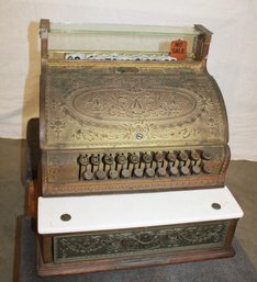 Antique Brass National Cash Register, Model 382, Fully Functional, 17x16x17'H  (322)