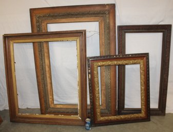 4 Antique Picture Frames- Oak, Black Walnut, Pressed Oak, Gesso & Oak - 37x52', 38x42', 23x42', 27x31'  (323)