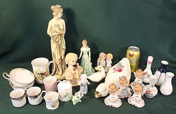 Assorted Antique Porcelain Vases, Figurines, Cups, Mustard Jar, More  (324)
