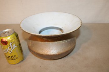 Antique White Porcelain On Iron Spittoon, 9x5'H   (326)