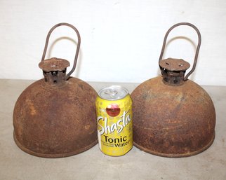 2 Antique Dietz Iron Smudge Pots, 8x6'    (327)