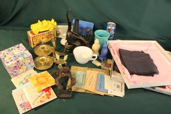 2 Sets Tablecloth (44x44')/napkins NIB, Avon Model A, Greeting Cards In Box, More    (331)