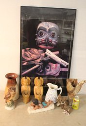 8'H Pitcher, 10'H Pottery Vase By M. Shepard '98, 13'H Bird Pottery Vase, More   (332)