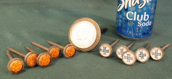 Rare Sulfide Glass 11 Picture Hangers/curtain Tie Backs       (333)