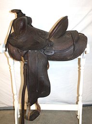 Antique Tooled Leather Saddle (Stand Not Included)    (334)