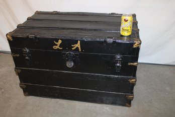 Antique Slatted Flat Top Trunk,  33x19x21'H (336)