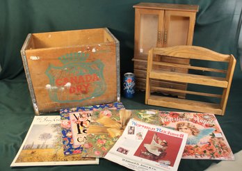 Canada Dry Wood Soda Box 16x11x13'H, Jewelry Box W/1 Glass Panel Missing, 12x6x18'& Shelf 15x11',   (337)