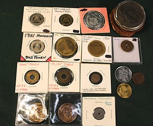 16 Tokens & Antique  Coin Purse   (340)