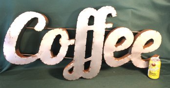 Large Vintage Metal Coffee Sign, 38x2x18'H   (342)