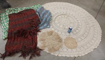 5'dia. Round Crocheted Tablecloth, 26x40 Baby Blanket, 22x58' Shawl, 75x95' Bedspread  (343)