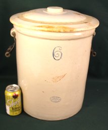 Red Wing Union Stoneware Co. 6 Gallon Crock W/Handles & Lid, Pat. 1915, 13x15'H   (343)