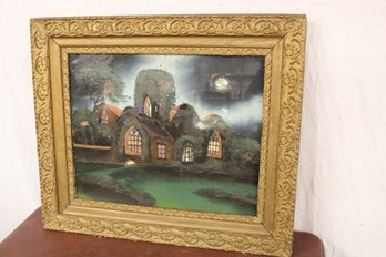 Framed Reverse Painted Glass, 27x23'H, Some Damage As Shown   (348)