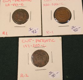 3 Civil War Tokens, Patriotic, 110-442-C R1, 220-322-C R-1, 197-380-C R2   (348)