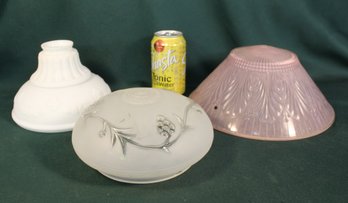 Antique 3 Lamp Shades - Hanging Ceiling, 2' Neck & 5.5' Neck   (352)