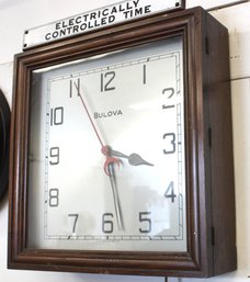 Antique Bulova Electric Wall Clock, Not Working, 16x18'H  (354)