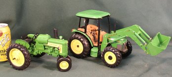 Vintage  John Deere Toy Tractor And Toy Bucket Loader , 8 & 13' Long  (357)
