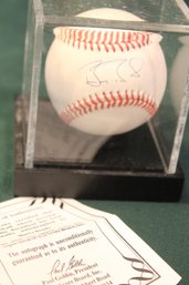 Signed Barry Bonds Baseball In Case   (357)