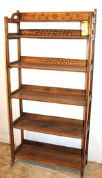Antique Oak Eastlake 5 Shelf Bookcase, Excellent Condition,  30x10x62'H  (258)