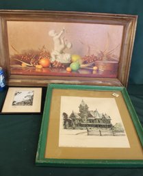 3 Framed Prints - 26x13' By Douglas Hunter, 7x8' & 16x19' Carson Mansion, Eureka, Ca   (360)
