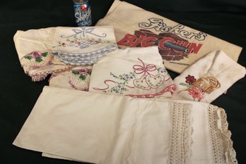 'Big Gun' Flour Sack, Pillow Cases (some Stained), More  (361)