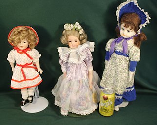 1981 China Shirley Temple VBL, 1985 Mary M China Doll (Loose Arms) & China Head, Arms & Legs Sleepy Eye  (362)