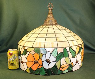 Nicely Made Hanging Stained Glass Lampshade, No Socket, 18'D  (363)