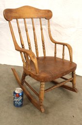 Antique Child's Bentwood Oak, Solid Seat  Rocking Chair, 24'H (365)
