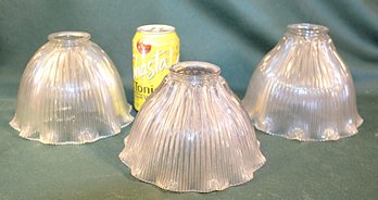Antique Group Of 3 Hyalophane Lamp Shades, 4.5, 5 & 5.5'D Necks  (365)