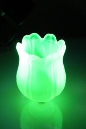 3 Antique Uranium/Vaseline Tulip Fairy Lite Holders  (365)